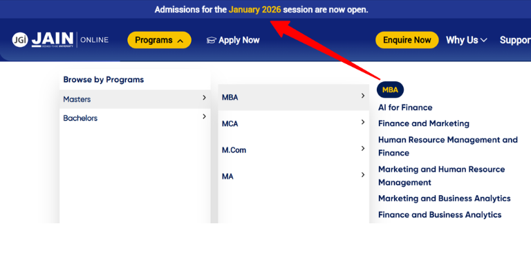 Jain University Online MBA Admisison